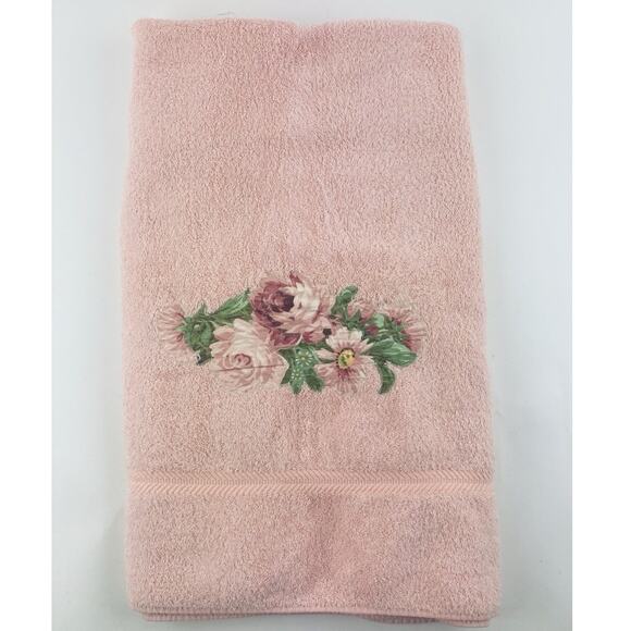 Vintage WAMSUTTA Towel Lot Set Pink Flower Floral Bath & Hand Set Somerset Rose - Picture 7 of 15